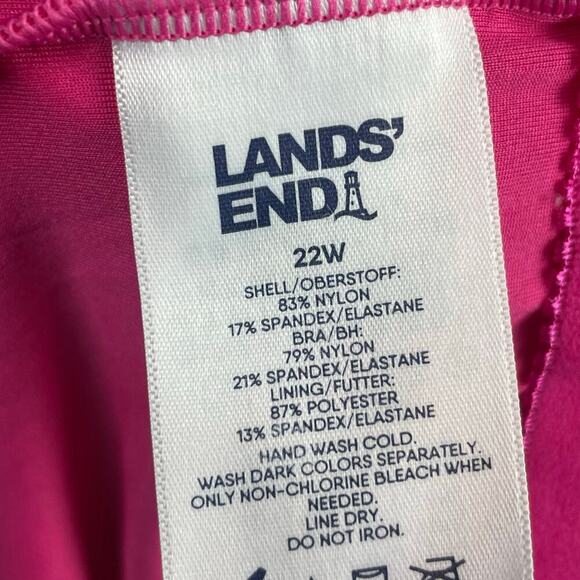 Lands’ End Plus 22W Swim Dress One-Piece Modest Pink‎ Blue Chevron - Picture 7 of 7